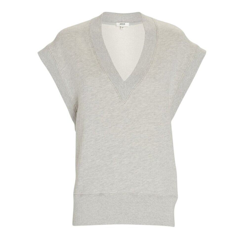 Agolde Shaw Cotton Terry Sleeveless Vest Gray V-Neckline Pullover Top Size XS